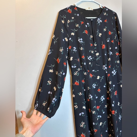 Promesa Floral Long Sleeve Dress medium zipper side - Picture 2 of 8